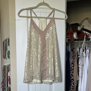 Sequin Beige and Gold Women's Top